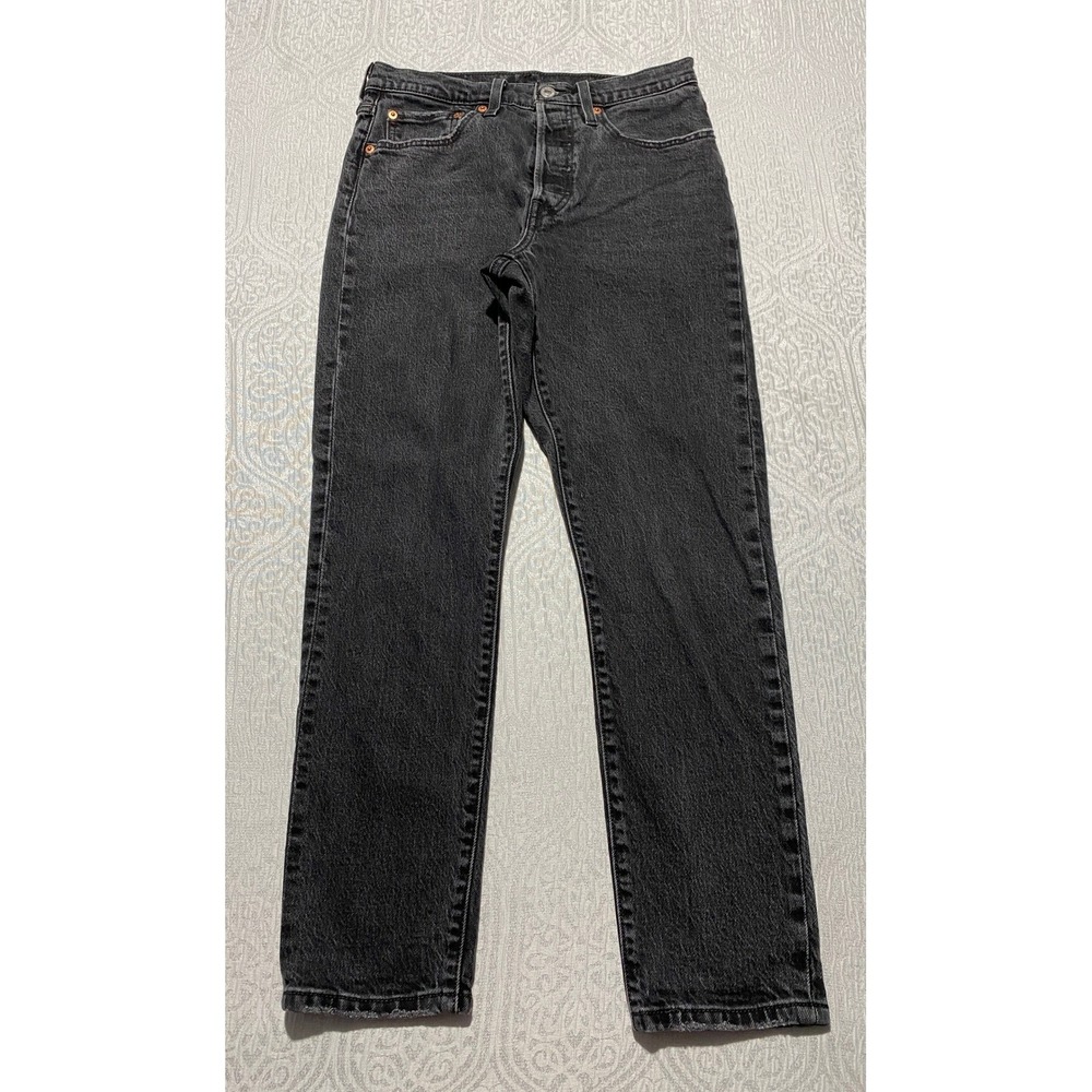 Levis 501 Skinny Womens Jeans 27×28 Faded Black High‎ Rise Button Fly 29502-0227